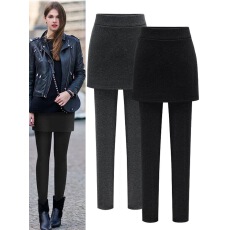 批发秋加<b class='q'>大码</b>包臀裙裤假两件打底裤裙加绒加厚女松紧腰显瘦小脚女裤