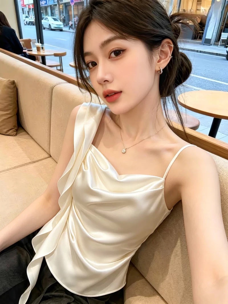 보존 섹션 추천 순수한 욕망 바람 리본 흔들다 칼라 캐미솔 여름 새로운 고유 한 품격 아름다운 맨위