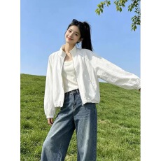 批发韩系白色薄款立领防晒<b class='q'>外套</b><b class='q'>女装</b>夏季新款轻薄户外休闲百搭运动上衣
