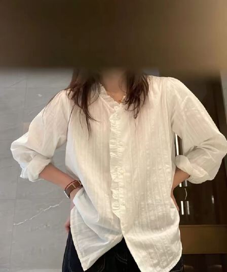 프랑스식 레이스 칼라 화이트 긴팔 여성 셔츠 이른 가을 고급 센스 빛 럭셔리 부드러운 바람 셔츠 품격 출퇴근 맨위