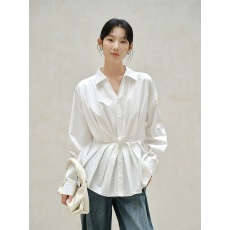 批发<b class='q'>亦</b><b class='q'>谷</b>纯棉白色衬衫外套女士2025新款夏季流行独特漂亮小衫长袖上衣