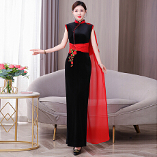 批发新<b class='q'>款</b><b class='q'>走</b><b class='q'>秀</b>旗袍长<b class='q'>款</b>高端改良版高级感舞台演出服中国风年轻<b class='q'>款</b>