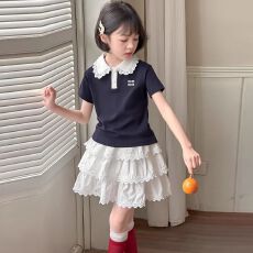 批发<b class='q'>女童</b>蛋糕<b class='q'>裙</b>夏装2025新款洋气女孩短裙Polo短袖套装T恤上半身<b class='q'>裙裤</b>
