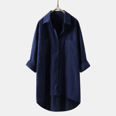 批发2026秋<b class='q'>冬</b>爆款新品女装休闲风纯色衬衫秋季棉麻开衫双口袋长袖上衣