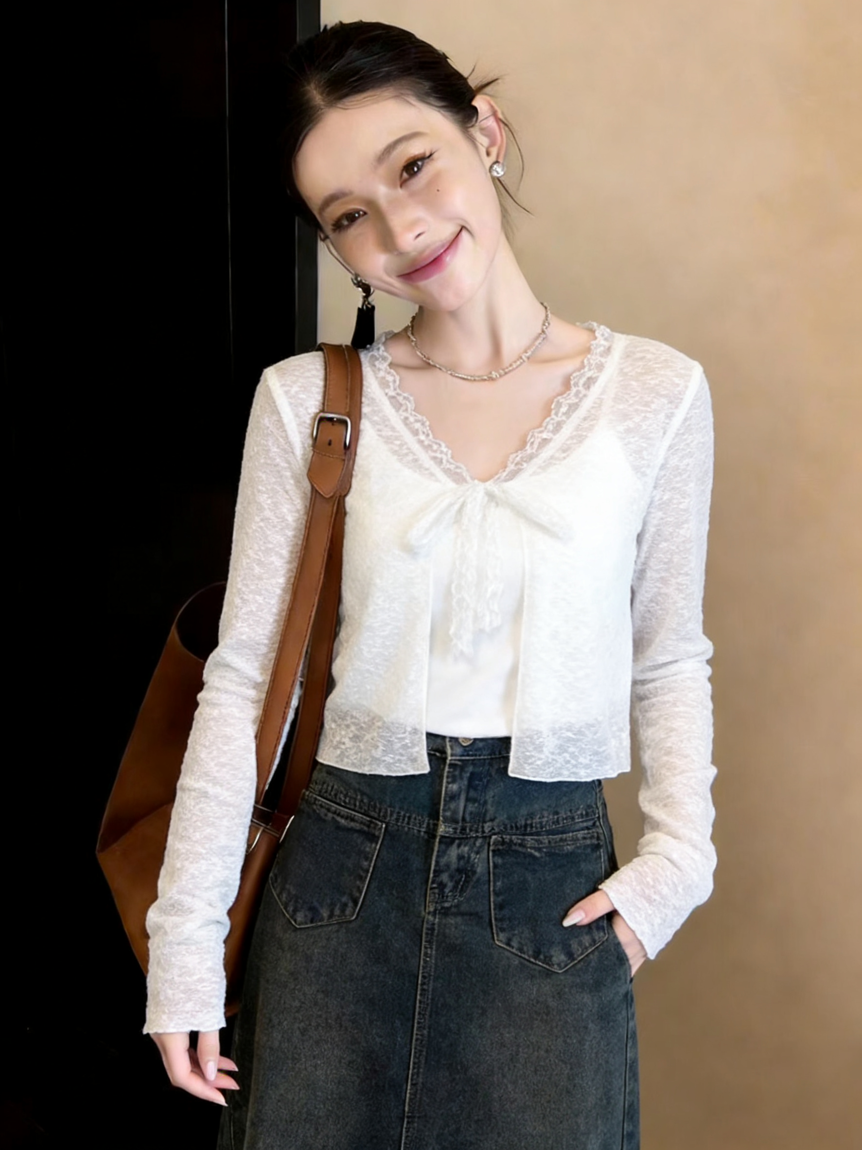 레이스 오픈 가디건 자외선 차단 의류 여성 여름 얇은 스타일 작은 숄 여름 경기 치마 외부 가져 가라. 블라우스 쇼트 스타일 맨위