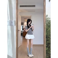 批发韩系甜美风一字肩灰色短袖t恤女2026夏季时尚花苞半身短裙两件套