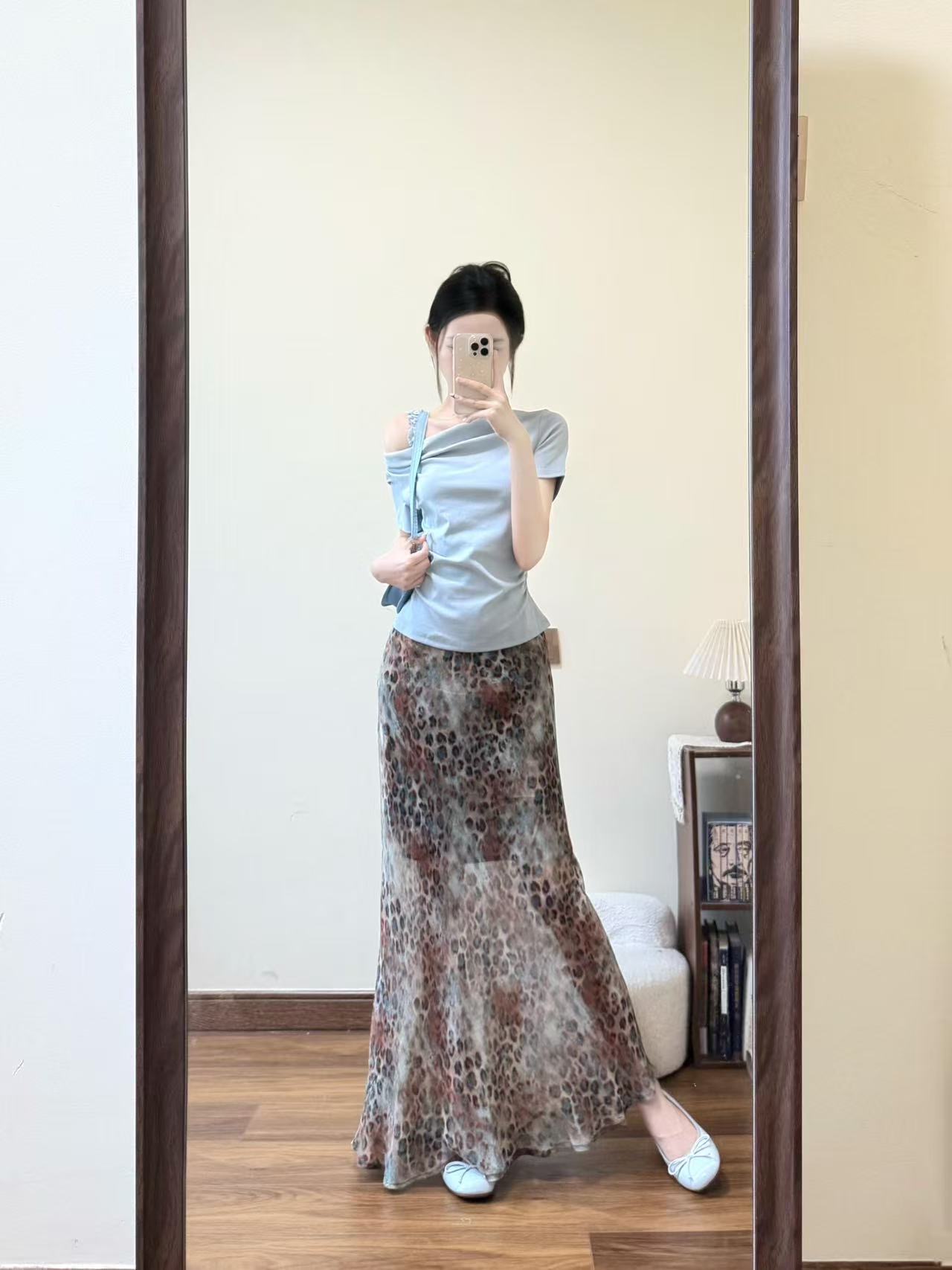 고급 자이언트 잘 생긴 레오파드 무늬 쉬폰 타이트 스커트 인어 꼬리 반신 스커트 여성 튀김 거리 고유 한 아름다운 반 스커트 롱 스커트 투피스 세트