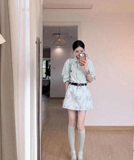 여름 드레스 코디 전체 집합 빛 요리 한 로얄 자매 작은 키 아메리칸 달콤한 매운맛 바람 디자인 센스 맨위 치마 투피스 슈트