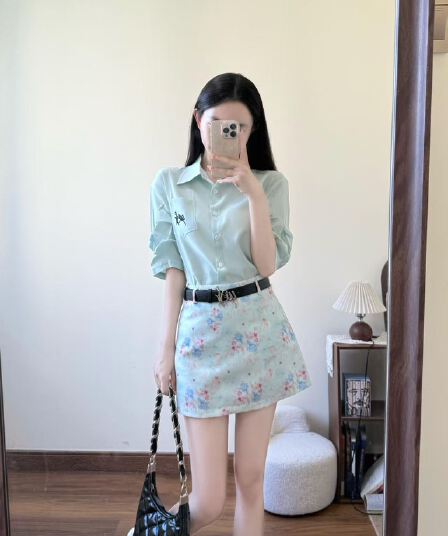 여름 드레스 코디 전체 집합 빛 요리 한 로얄 자매 작은 키 아메리칸 달콤한 매운맛 바람 디자인 센스 맨위 치마 투피스 슈트