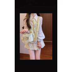 批发新中式国风撞色边套装女夏季<b class='q'>新款</b>蕾丝衬衫穿搭无袖上衣百褶裙套装