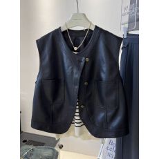 批发春<b class='q'>秋</b>韩式系穿搭pu无袖背心马夹外套上衣