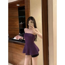 批发titi小姐姐曲线奥秘针织抹胸秋甜欲收腰显瘦纯色<b class='q'>百搭</b>打底上衣