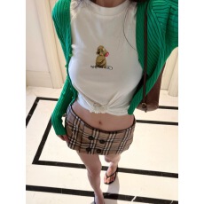 批发麻头MATOU 设计感印花小狗短袖外搭韩系显白<b class='q'>修身</b>针织开衫两件套