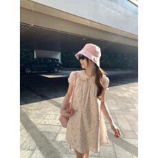 批发孔真烦呐 初恋感娃娃领碎花连衣裙女2026新款<b class='q'>甜美</b>短袖宽松裙子