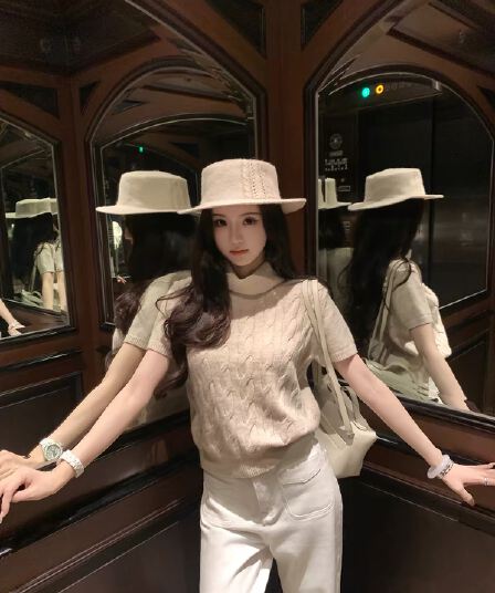 famouswang 가을 새로운 일상 부드러운 바람 품격 자매 터틀넥 꽈배기 양모 스웨터 맨위 여성