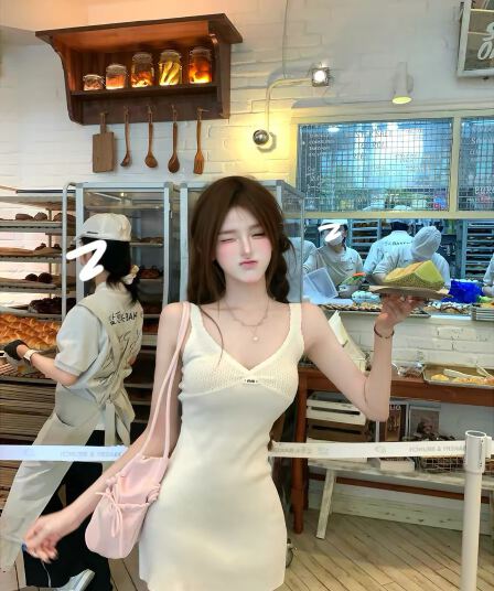 루이 茜 달빛 고백 여름 ins 바람 한국 스타일 느긋한 드레스 r3802w
