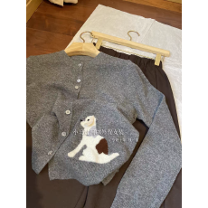 批发怒推！！丝毫不显单调，好质感~趣味减龄小狗提花羊绒羊毛针织衫