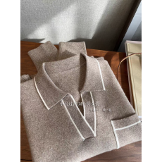 批发<b class='q'>外贸</b>原<b class='q'>单</b><b class='q'>尾</b>货！！品质细节拉满~M*D法式白边翻领宽松羊毛毛衣女冬