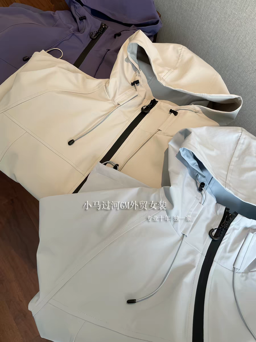 열린 봄 bi 준비하다 작은 외투 얇고 가벼운 다시 바람막이 야외 방풍 방수 후드 루즈핏 캐주얼 여성 코트