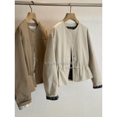 批发错过是你亏，外单工厂の大单~轻奢线极简气质撞色褶皱收腰短风衣