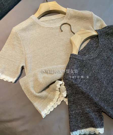 화난 푸시 자이언트 추천 の 섹션 나만의 것을 가져와 라. 부드러운 빛 필터 고급 레이스 여름 아마 반팔 얇은 니트 스웨터 여성