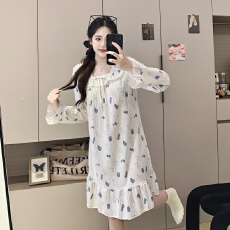 批发舒雅6535棉固定胸垫<b class='q'>春</b>秋公主风长袖宽松睡裙女家居服