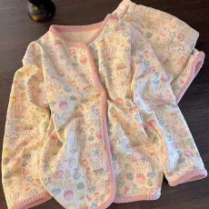 批发【舒雅】秋冬夹层趣味可爱水母印花少女长袖开衫睡衣女家居服<b class='q'>套装</b>