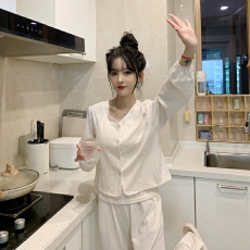 批发【舒雅】<b class='q'>睡衣</b>女春秋6535吊带胸垫 V领开衫纯欲风带口袋吊带<b class='q'>三件套</b>