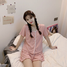 批发【舒雅】日系甜美可爱睡衣女夏季6535棉短袖短裤薄款家居服两件套