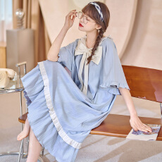 批发【舒雅】<b class='q'>夏</b>季新款拉架仿棉睡衣女圆领卡通可爱甜美睡裙中裙家居服