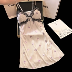 批发【舒雅】夏季冰丝（带胸垫可拆）睡衣女 <b class='q'>吊带</b><b class='q'>睡裙</b>套装性感家居服