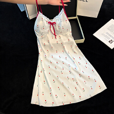 批发【舒雅】夏季冰丝（带胸垫可拆）睡衣女<b class='q'>吊带</b><b class='q'>睡裙</b>套装性感家居服