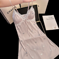 批发【舒雅】夏季冰雪丝（带胸垫可拆）甜美<b class='q'>吊带</b>中长宽松<b class='q'>睡裙</b>家居服