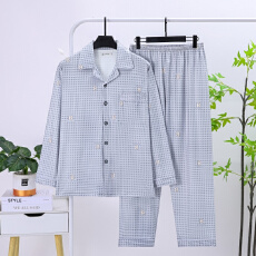 批发舒雅春秋季<b class='q'>男士</b>170克仿棉长袖新款加大码爸爸开衫家居服套装