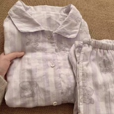 批发【舒雅】春秋季云朵棉<b class='q'>条纹</b>晚安小象睡衣女甜美少女长袖家居服<b class='q'>套装</b>