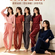 批发【舒雅】水貂绒冬季纯色300克暖暖裤宽松居家休闲女士加厚绒裤