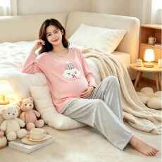 批发【舒雅】6535棉孕妇装睡衣女<b class='q'>春</b>秋甜美卡通宽松休闲长袖长裤套装