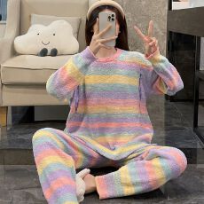 舒雅软绵绵半边绒月子服孕妇产后哺乳衣秋冬女加厚产妇睡衣