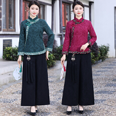 批发实拍2026春新款<b class='q'>中国风</b>复古民国风小上衣旗袍修身显瘦两件套套装