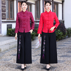 批发实拍2026春新款<b class='q'>中国风</b>复古民国风小上衣旗袍修身显瘦两件套套装