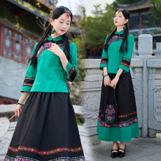 批发实拍2026春夏新款中国风复古民国风小上衣旗袍修身显瘦两件套套装