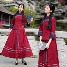 批发实拍2026春新款中国风复古民国风小上衣旗袍修身显瘦两件套套装