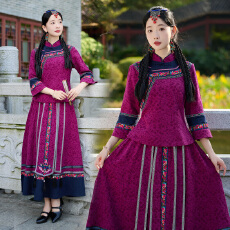 批发实拍2026春新款中国风复古民国风小上衣旗袍修身显瘦两件套套装