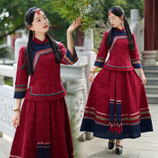 批发实拍2026春新款中国风复古民国风小上衣旗袍修身显瘦两件套套装