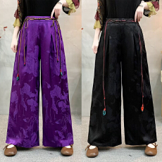 批发实拍2026春夏棉人丝新款大码新中式国风阔腿裤