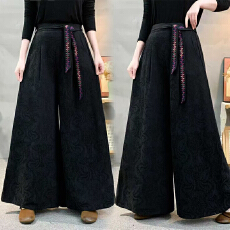 批发实拍2026春夏棉麻丝新款大码新中式国风绣花阔腿裤