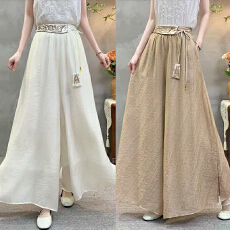 批发实拍2026春夏棉人丝新款大码新中式国风绣花阔腿裤