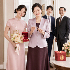 批发喜婆婆婚宴装中老年女西装外套喜妈妈结婚礼服端庄气质两件套装裙