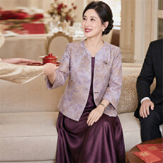 批发喜婆婆婚宴装中老年女西装外套喜妈妈结婚礼服端庄气质两件套装裙