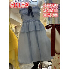 批发花崎鹿花苞裙鹿岛少<b class='q'>女</b><b class='q'>连衣裙</b>蓝色吊带夏季新款蓬蓬裙甜美小个子